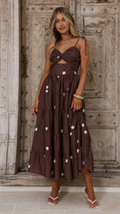 Kiana Midi Dress - Chocolate Polka