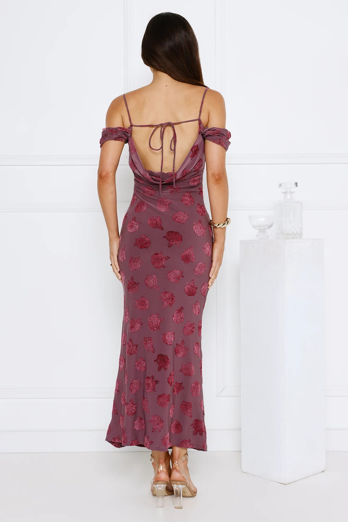 Petal Kiss Off Shoulder Maxi Dress Purple