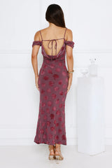 Petal Kiss Off Shoulder Maxi Dress Purple