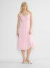 Chiffon tiered V-neck midi dress— villa pink