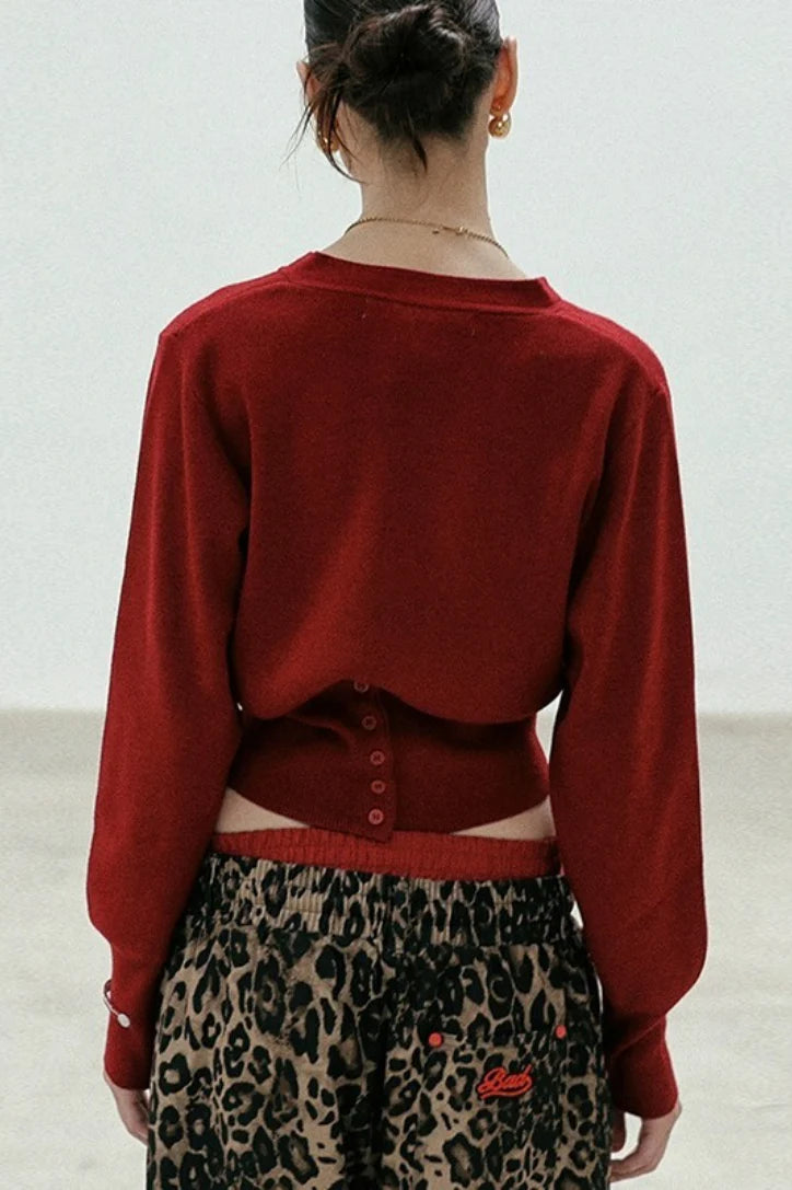 Embroidered Cotton V Neck Christmas Cardigan