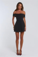 Parisian Views Off Shoulder Mini Dress Black