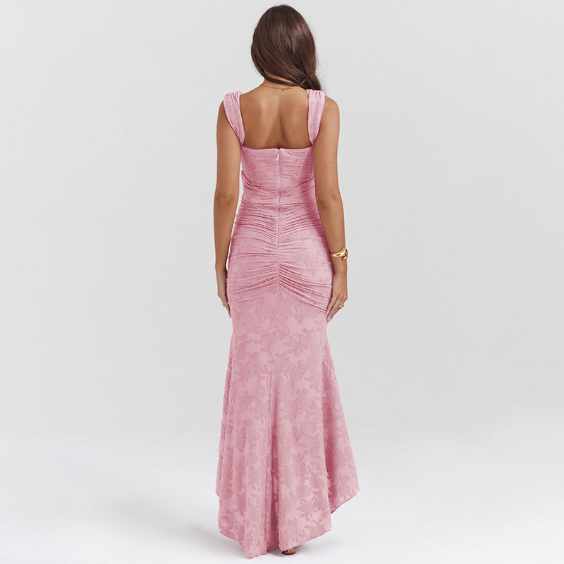 rose pink floral maxi dress