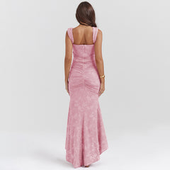 rose pink floral maxi dress