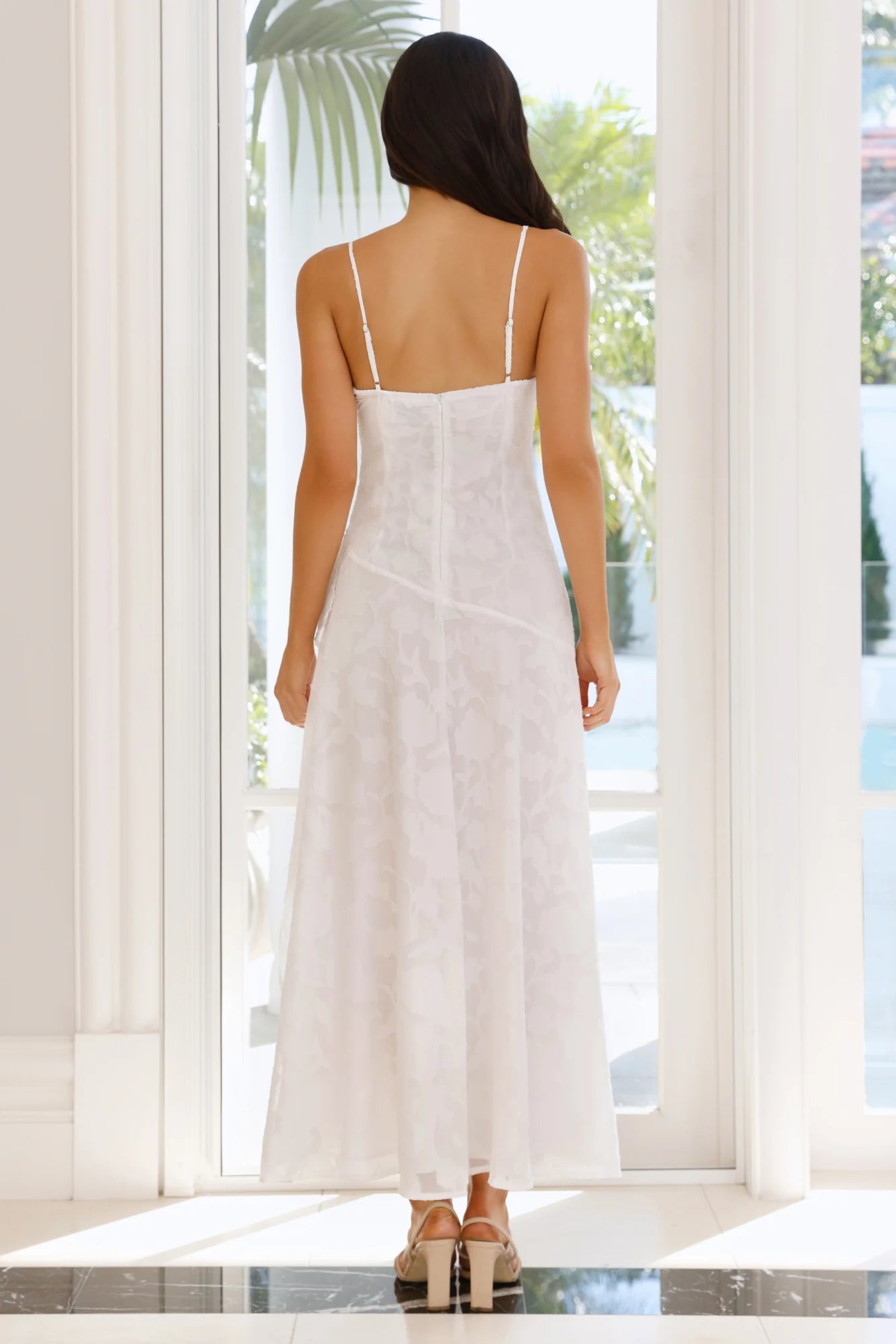Sapphire Cascade Midi Dress White