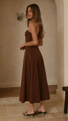 Janessa Strapless Midi Dress - Chocolate
