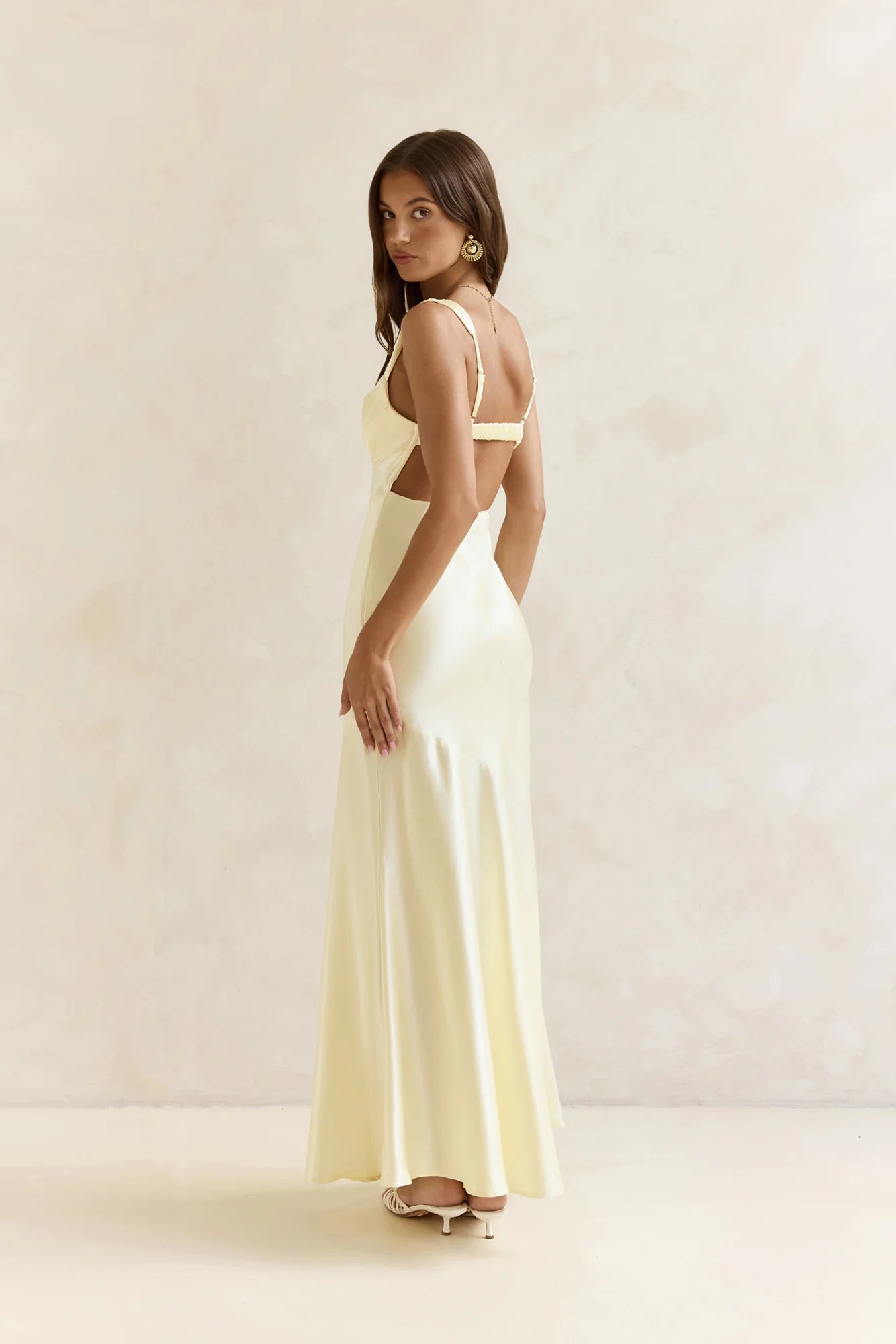 Wish From An Angel Satin Maxi Dress Yellow