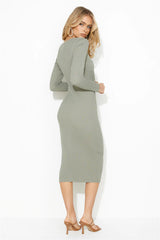 Own Me Ribbed Midi Dress Khaki