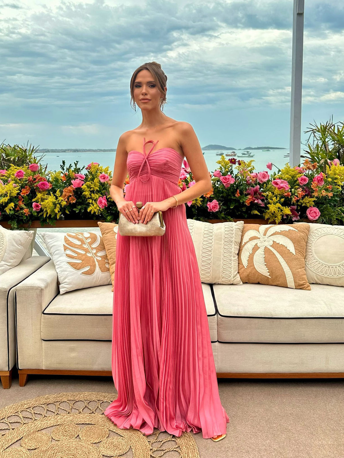 Pleated Tube Maxi Dress