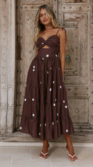 Kiana Midi Dress - Chocolate Polka