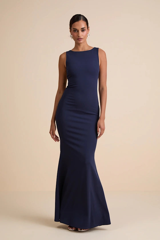 Love In Your Eyes Black Knotted Mermaid Maxi Dress