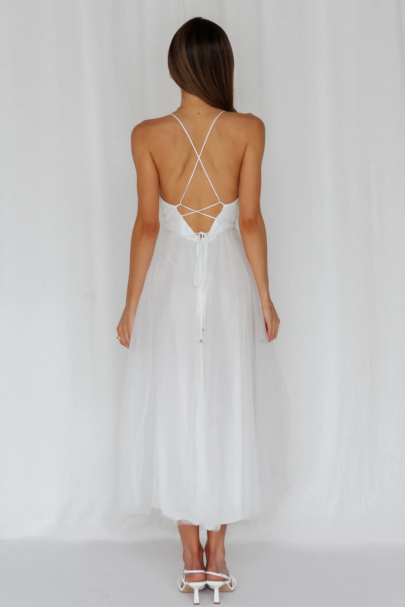 Summer Cinderella Midi Dress White