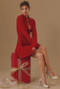 red pure new wool cardigan mini dress