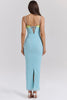 ocean blue contrast lace maxi dress