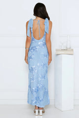 Golden Doll Mesh Maxi Dress Blue
