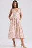 pink meadow print cotton corset sundress
