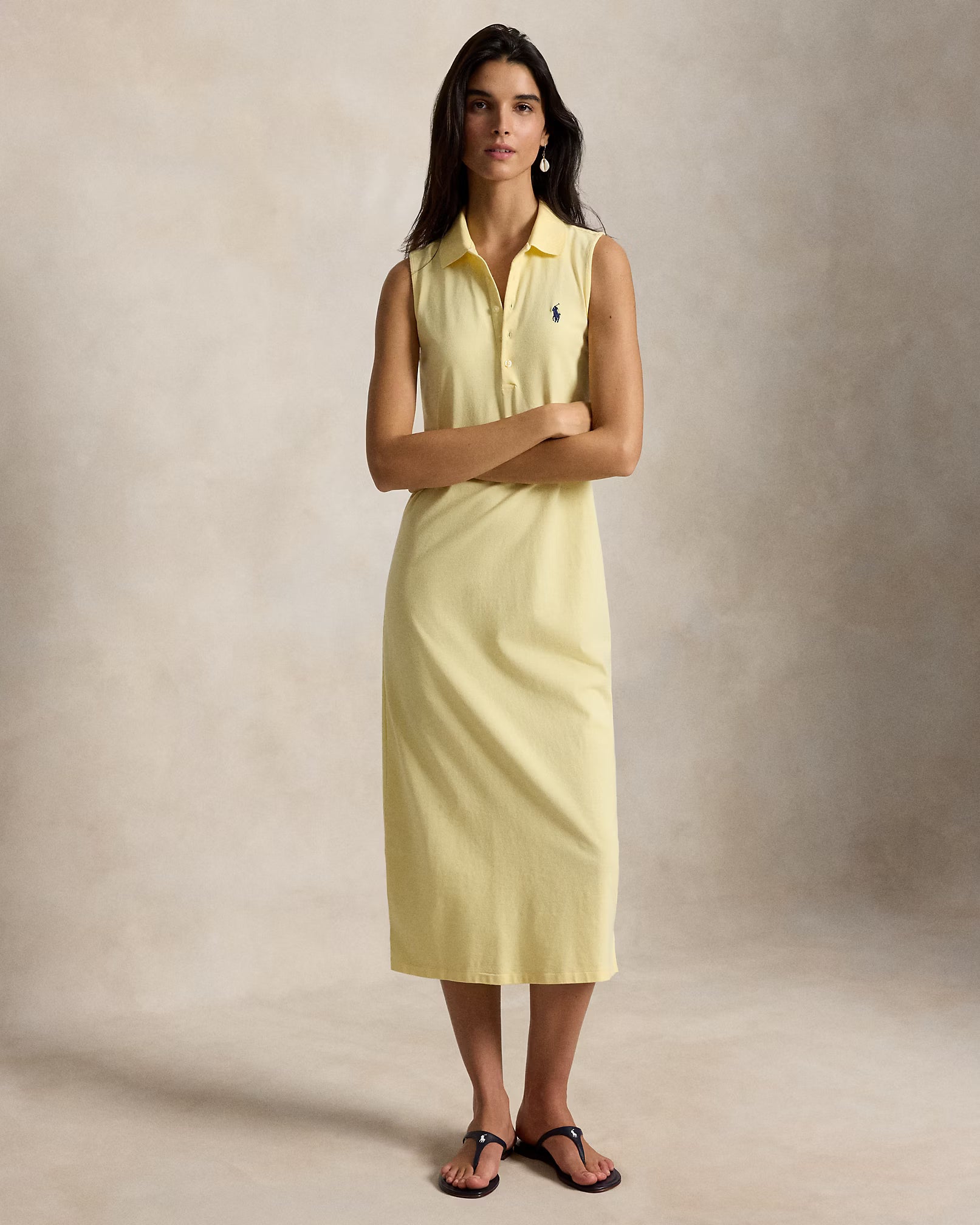 Stretch-Cotton Sleeveless Polo Dress
