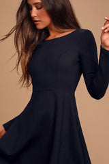 Forever Chic Black Long Sleeve Dress