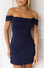 Zoella Navy Off The Shoulder Crepe Mini Dress