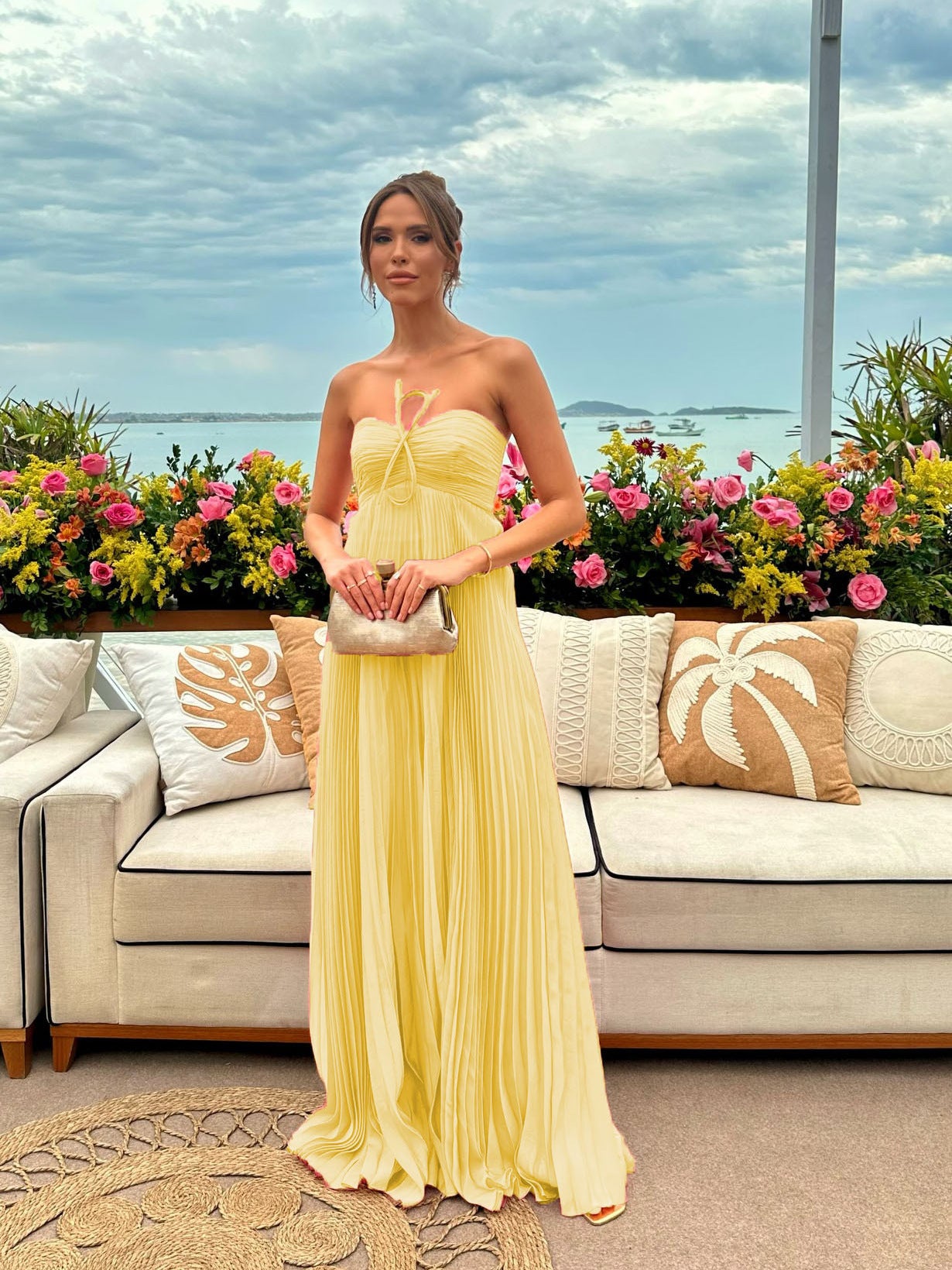 Pleated Tube Maxi Dress
