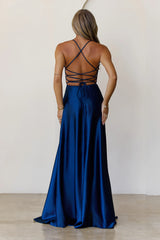 Soaked In Beauty Satin Maxi Dress Teal