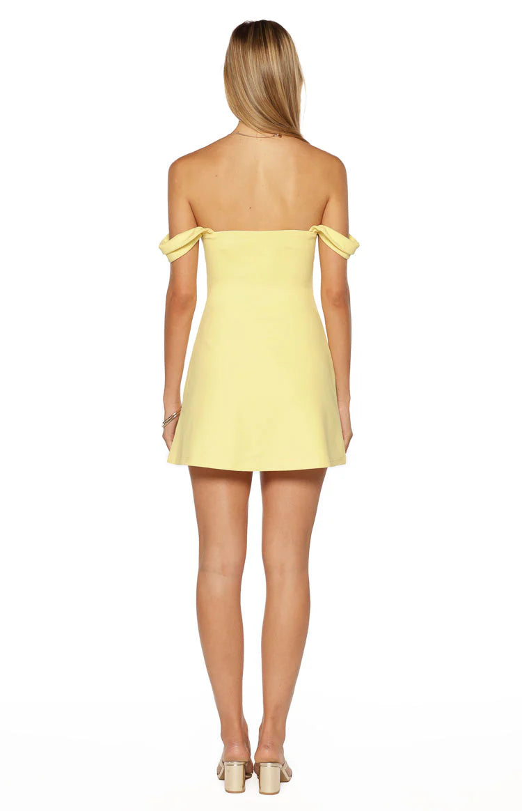 Zoella Yellow Off The Shoulder Crepe Mini Dress