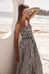 Smocked Striped Square Neck Cami Dress