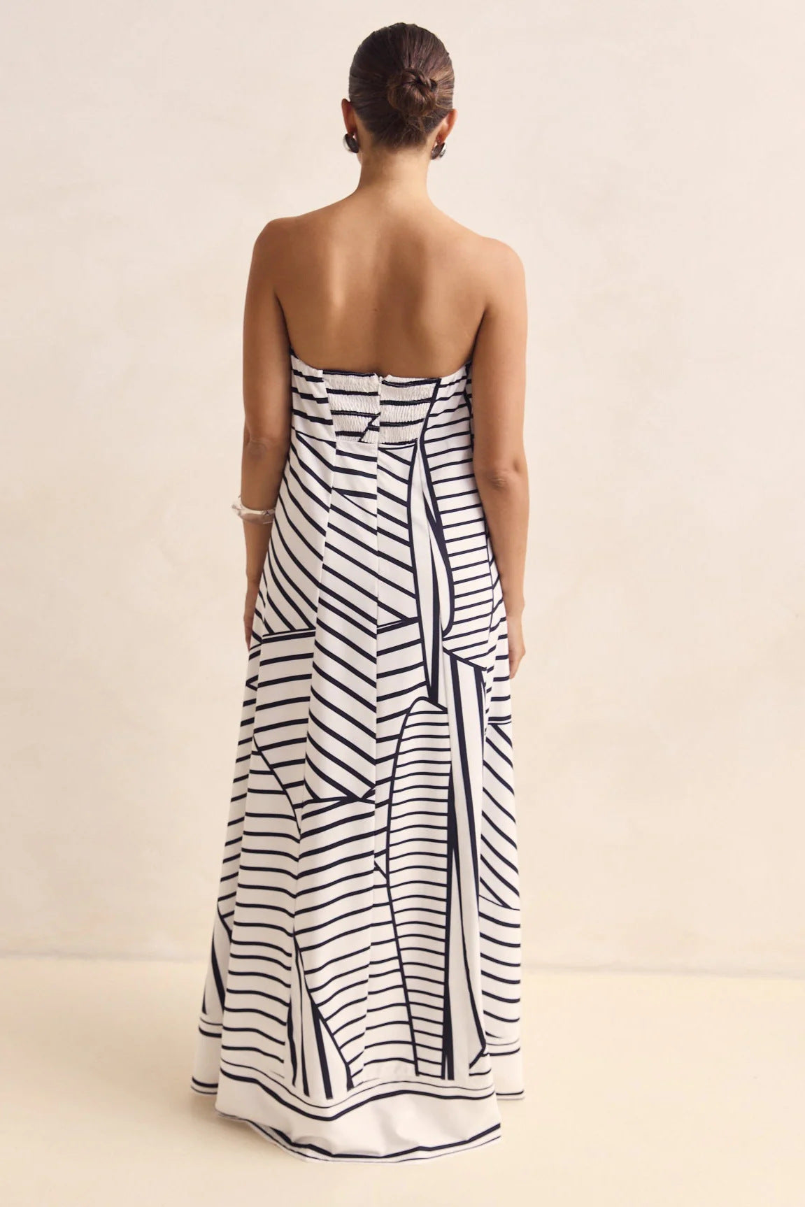 Smocked Printed Tube Maxi Dress