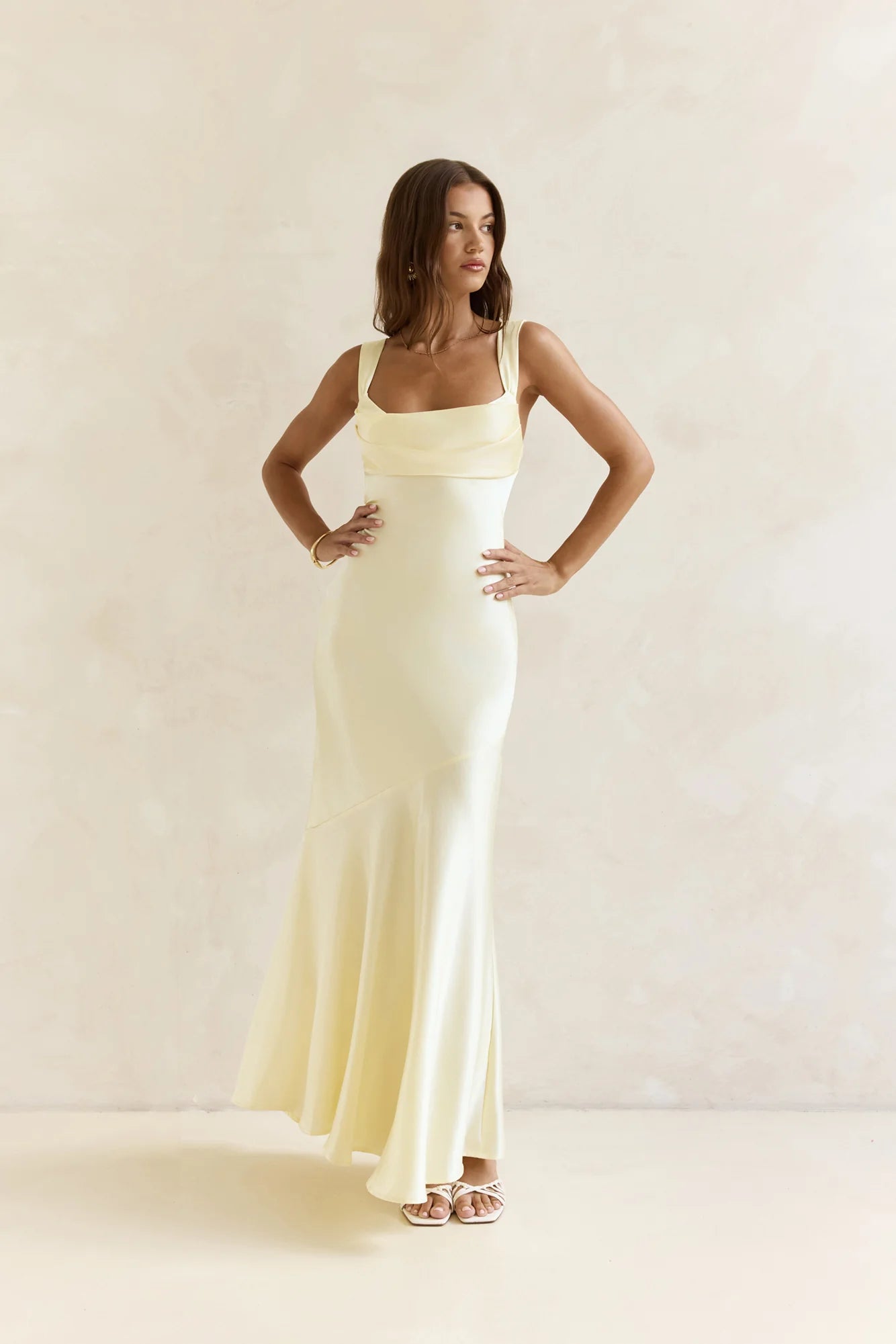 Wish From An Angel Satin Maxi Dress Yellow