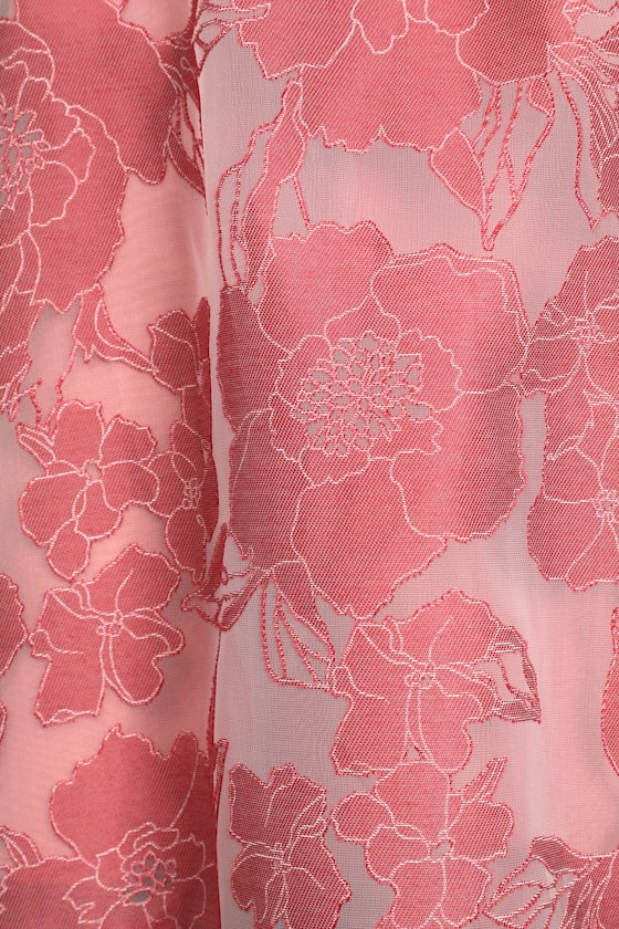Feeling Like Forever Rose Jacquard Organza Lace-Up Midi Dress