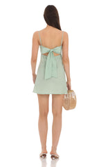 Dotted Sweetheart Neck Babydoll Dress in Sage