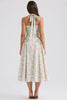 pale blue meadow print cotton halter sundress