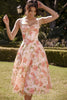 pink peony print cotton bustier sundress