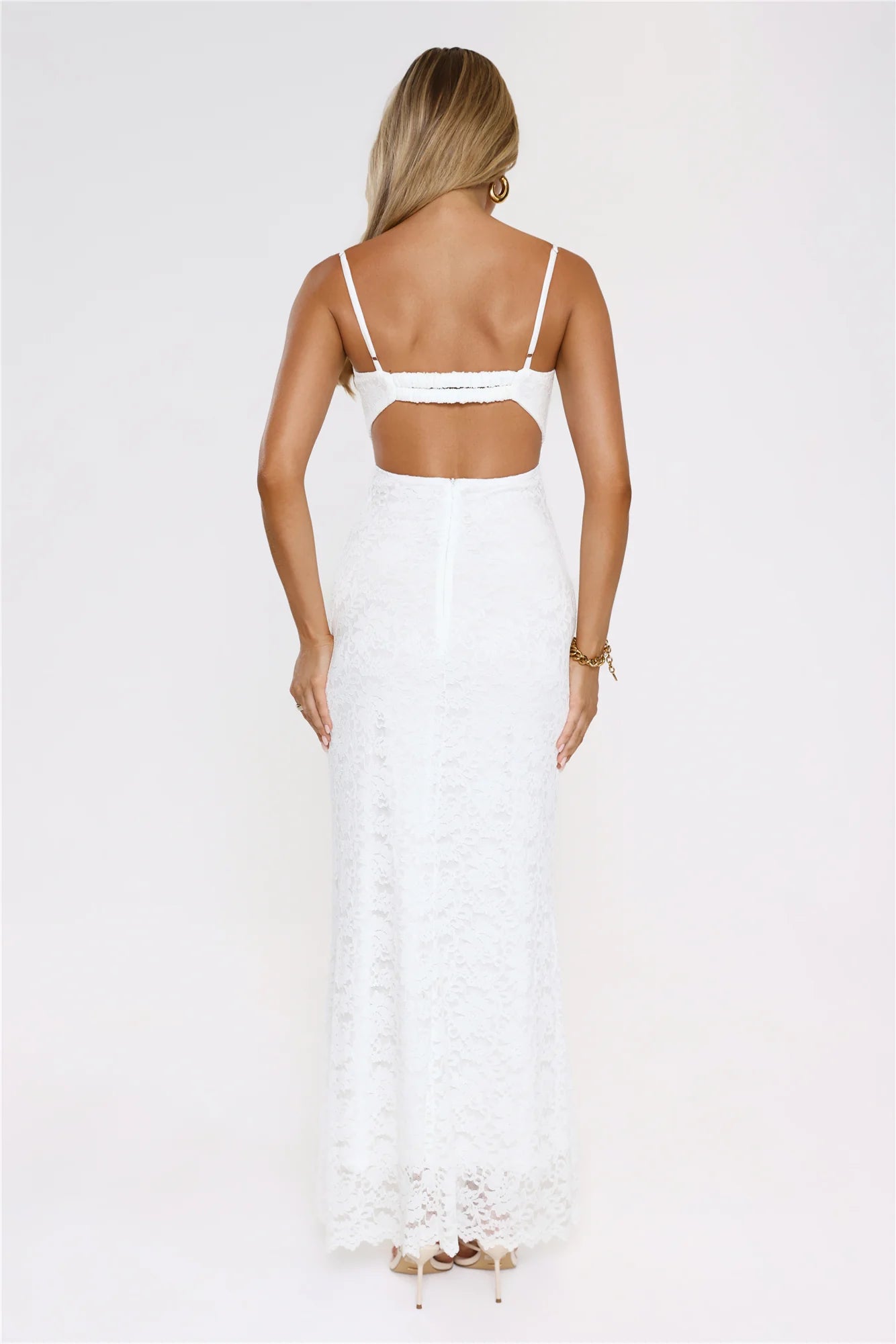 Moonlit Veil Lace Maxi Dress White