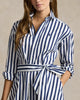 Belted Wide-Stripe Cotton Shirtdress