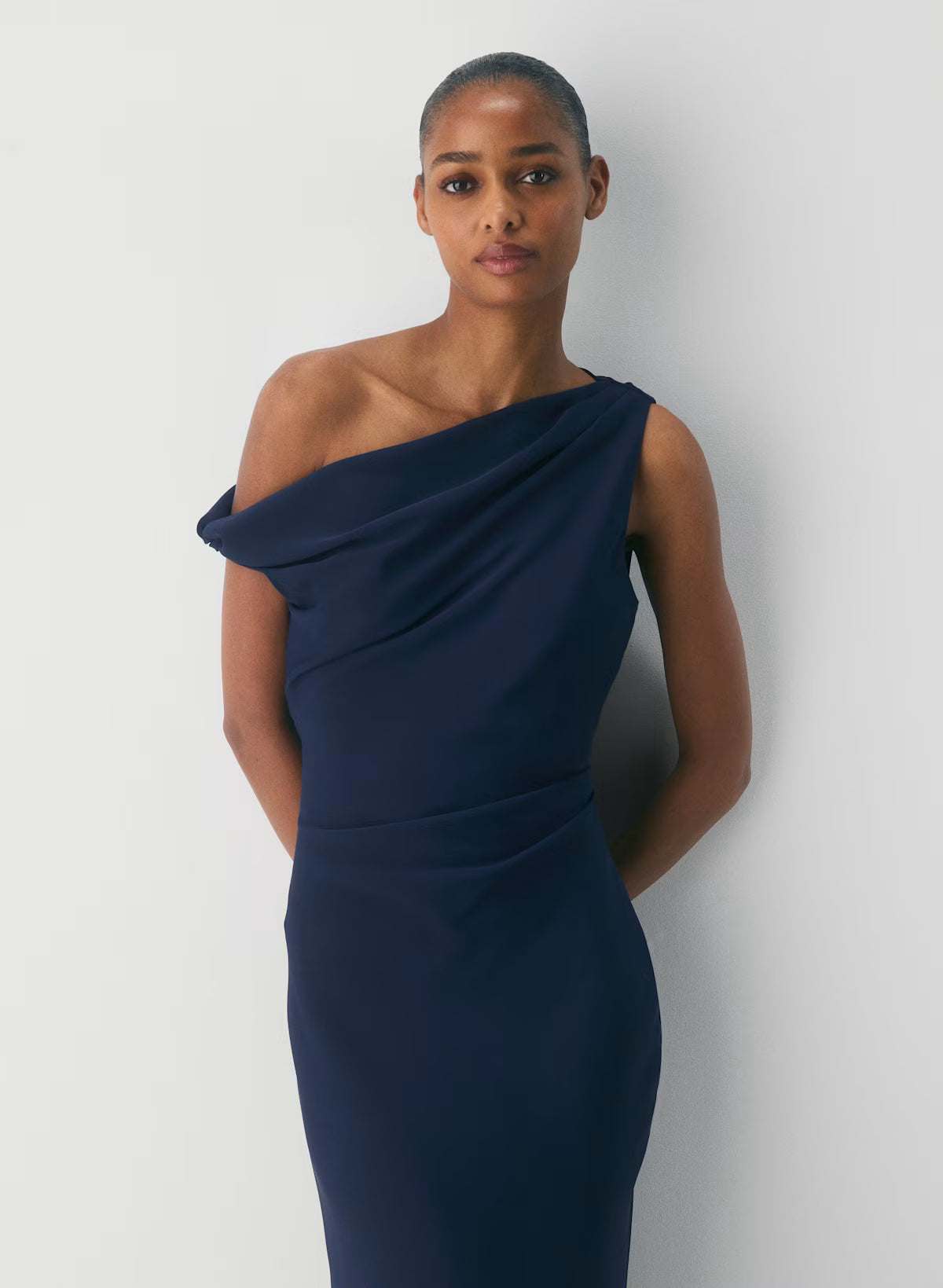 Klea Dress- Matte satin cowlneck maxi dress