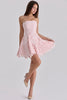 pink strapless cut out broderie anglaise mini dress