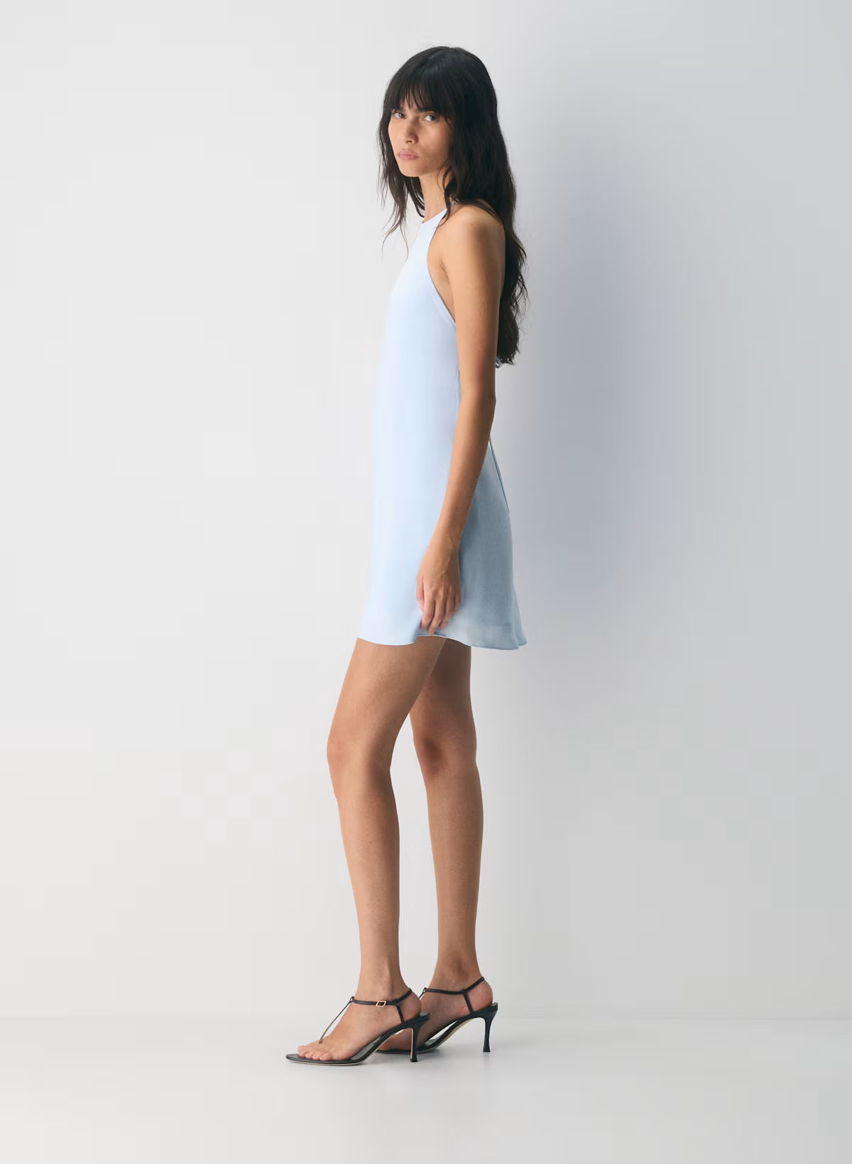 Double satin halterneck mini dress