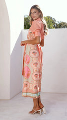 Magnolia Midi Dress - Acacia Palm Melon