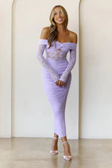 Raegan Mesh Midi Dress Lilac