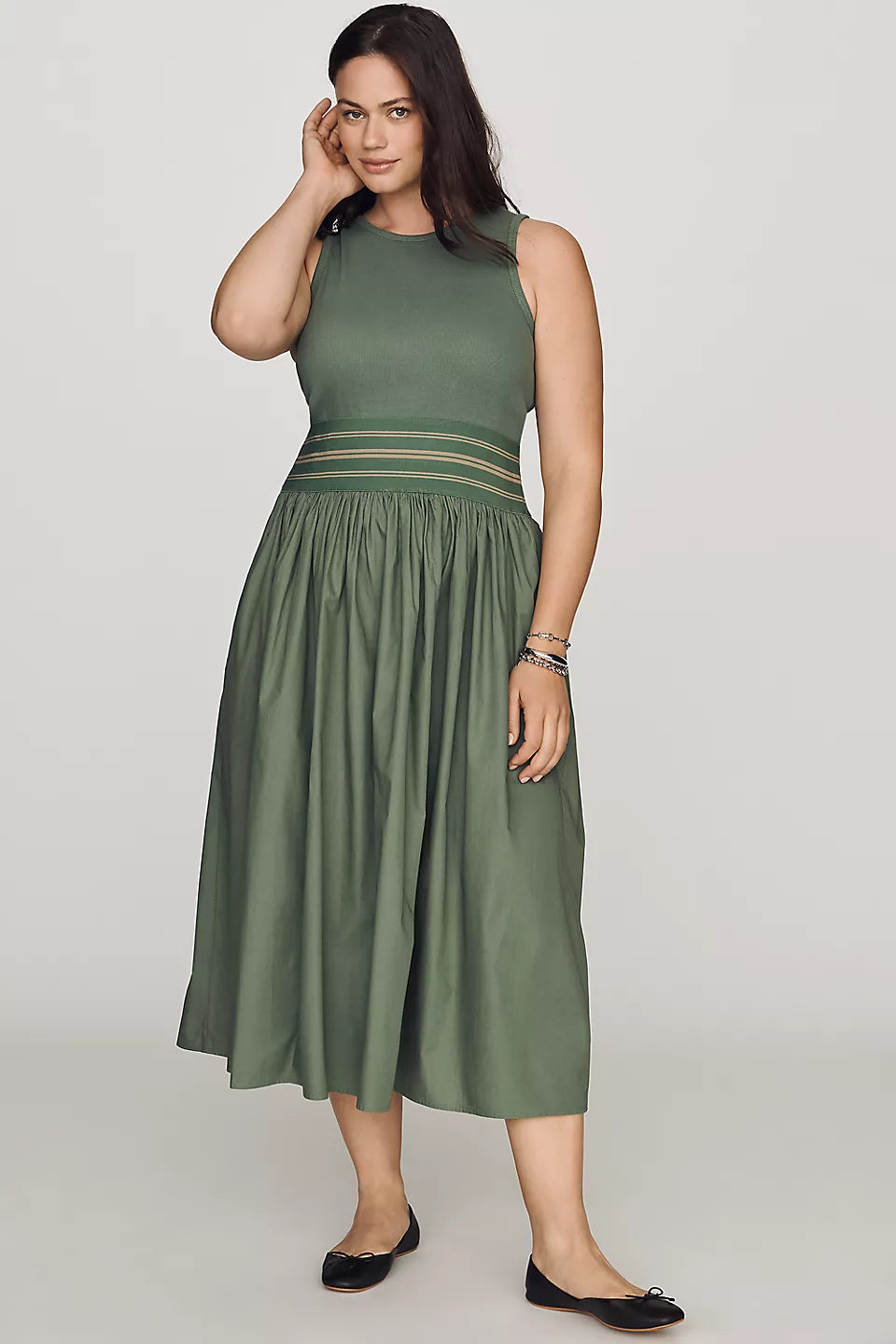 By Anthropologie Banded Twofer Midi Dress