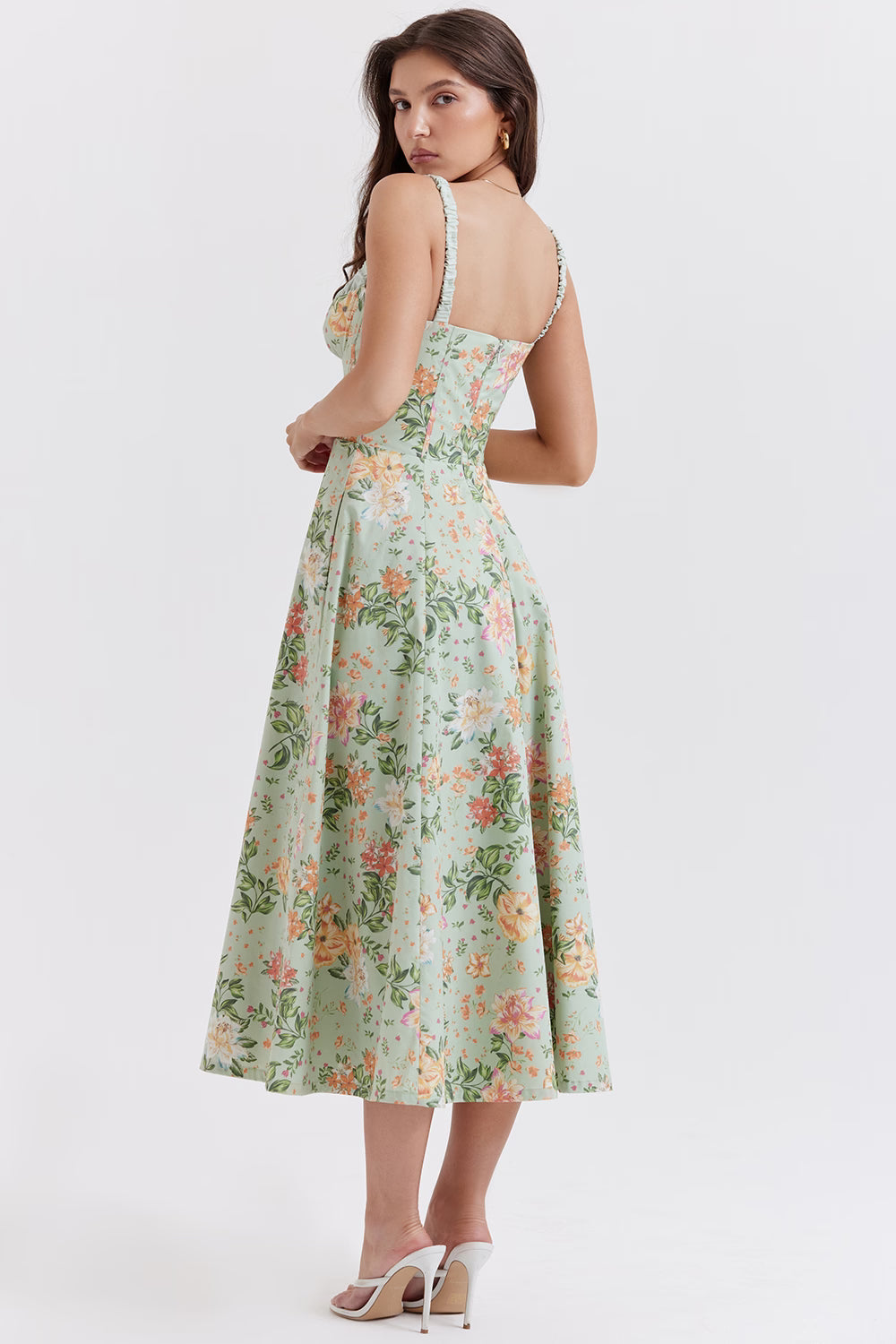 light jade print bustier sundress