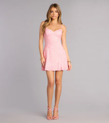 Romantic Notion Glitter Lace-Up Mini Dress