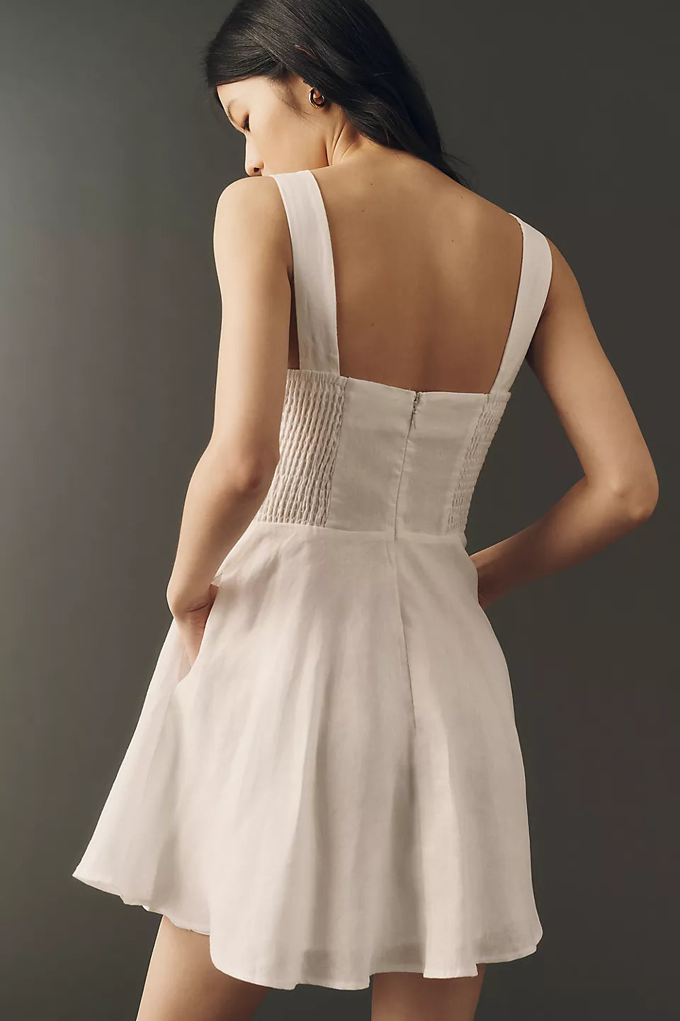 Maeve Linen Square-Neck Mini Dress