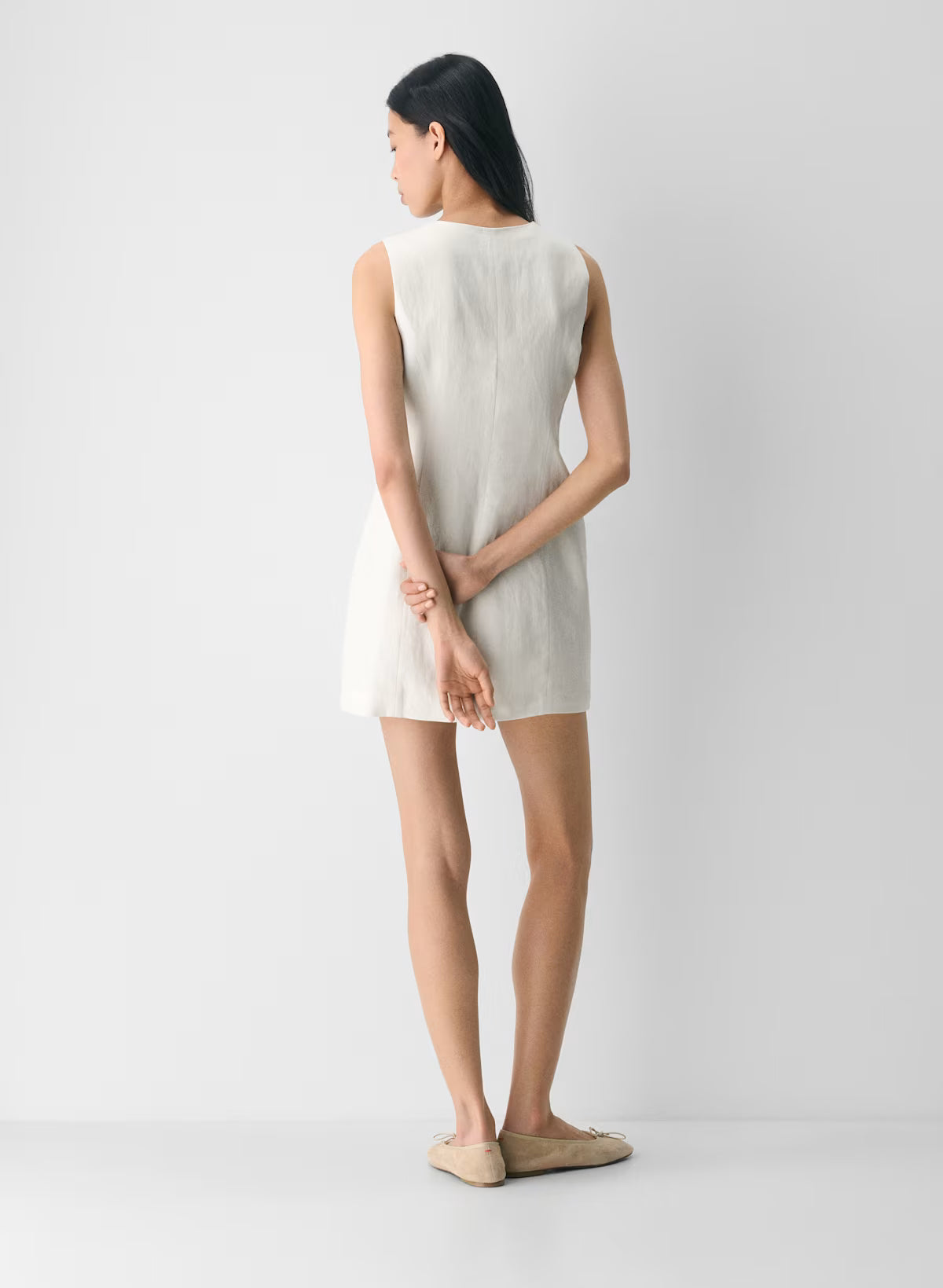 Button-up linen mini dress