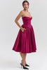 burgundy satin tulle midi dress - sale