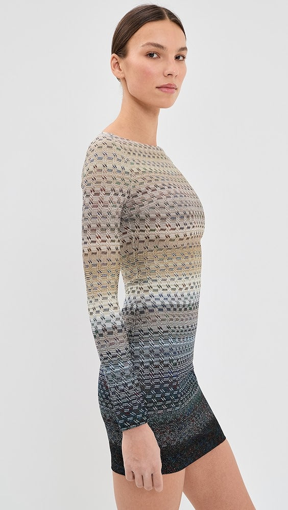 Long Sleeved Dress with Boat Neck