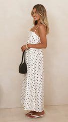 Elie Maxi Dress - White/Black Polka Dot