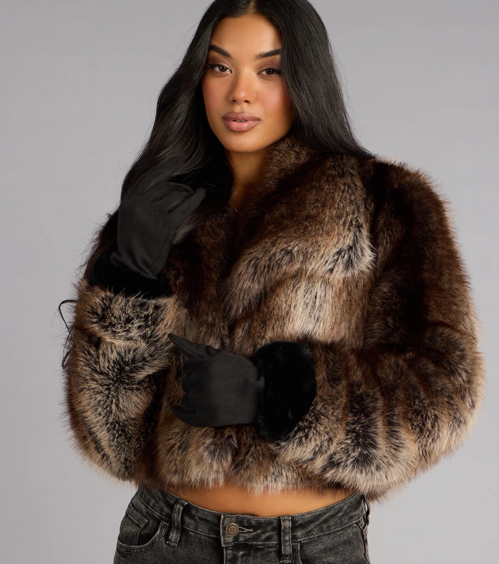 Cold Weather Luxe Faux Fur Trim Gloves