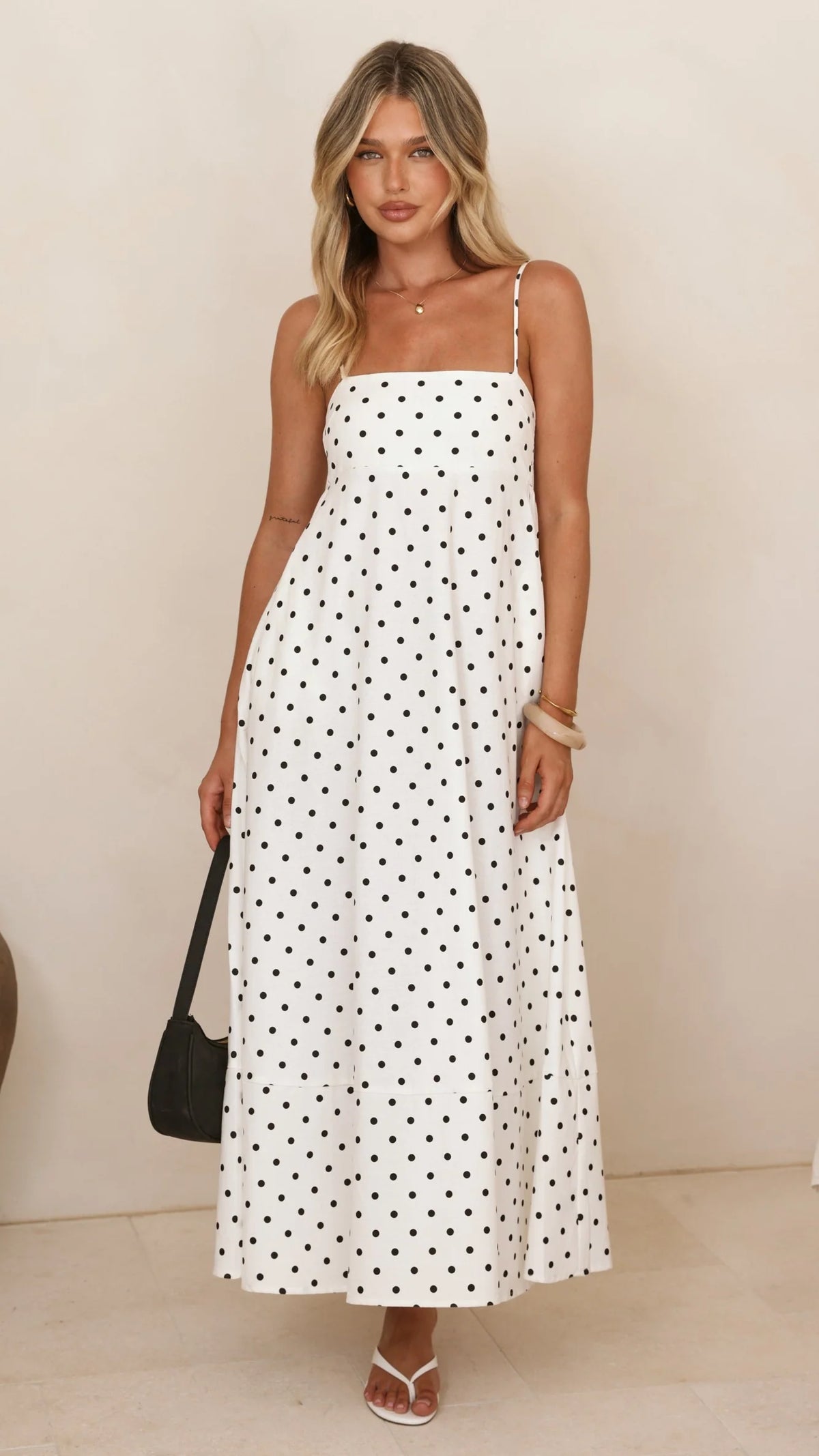 Elie Maxi Dress - White/Black Polka Dot